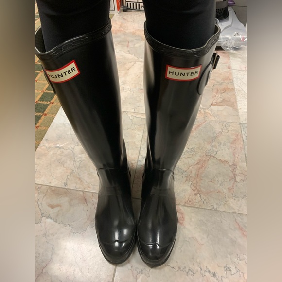 Hunter rain boots Original Gloss Tall, black sz 37 EU, 6US